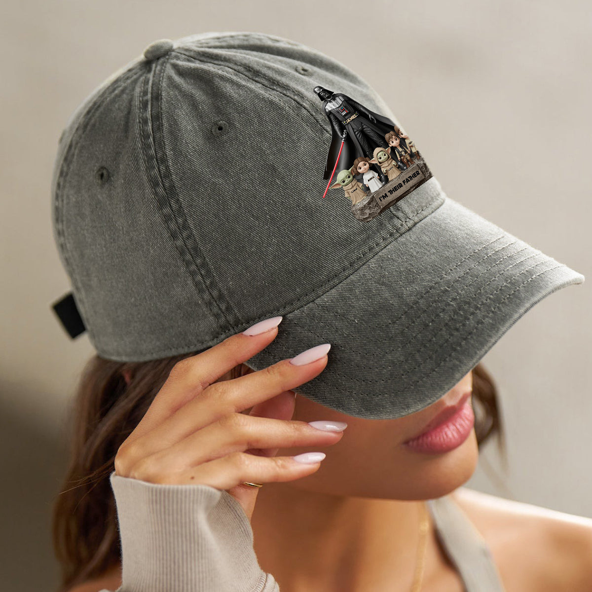 I Am Their Father - Personalized The Force Washed Denim Cap
