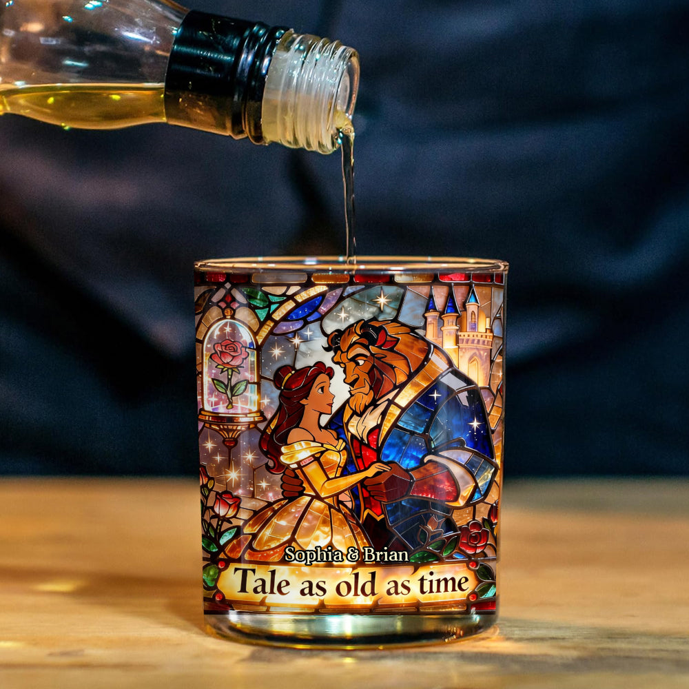 Romantic Fairy Tales - Personalized Beauty And The Beast Whiskey Decanter Set