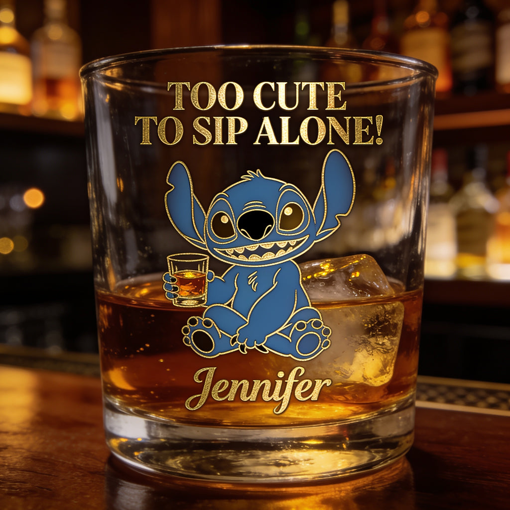 Too Cute To Sip Alone - Personalized Ohana Whiskey Glass