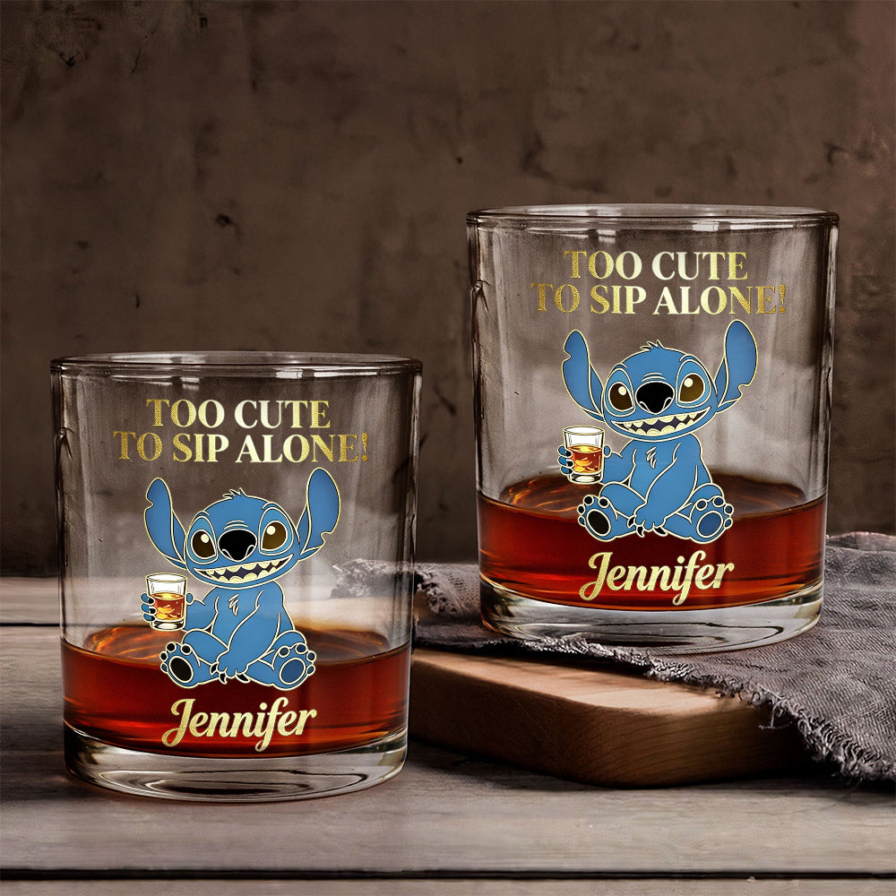 Too Cute To Sip Alone - Personalized Ohana Whiskey Glass