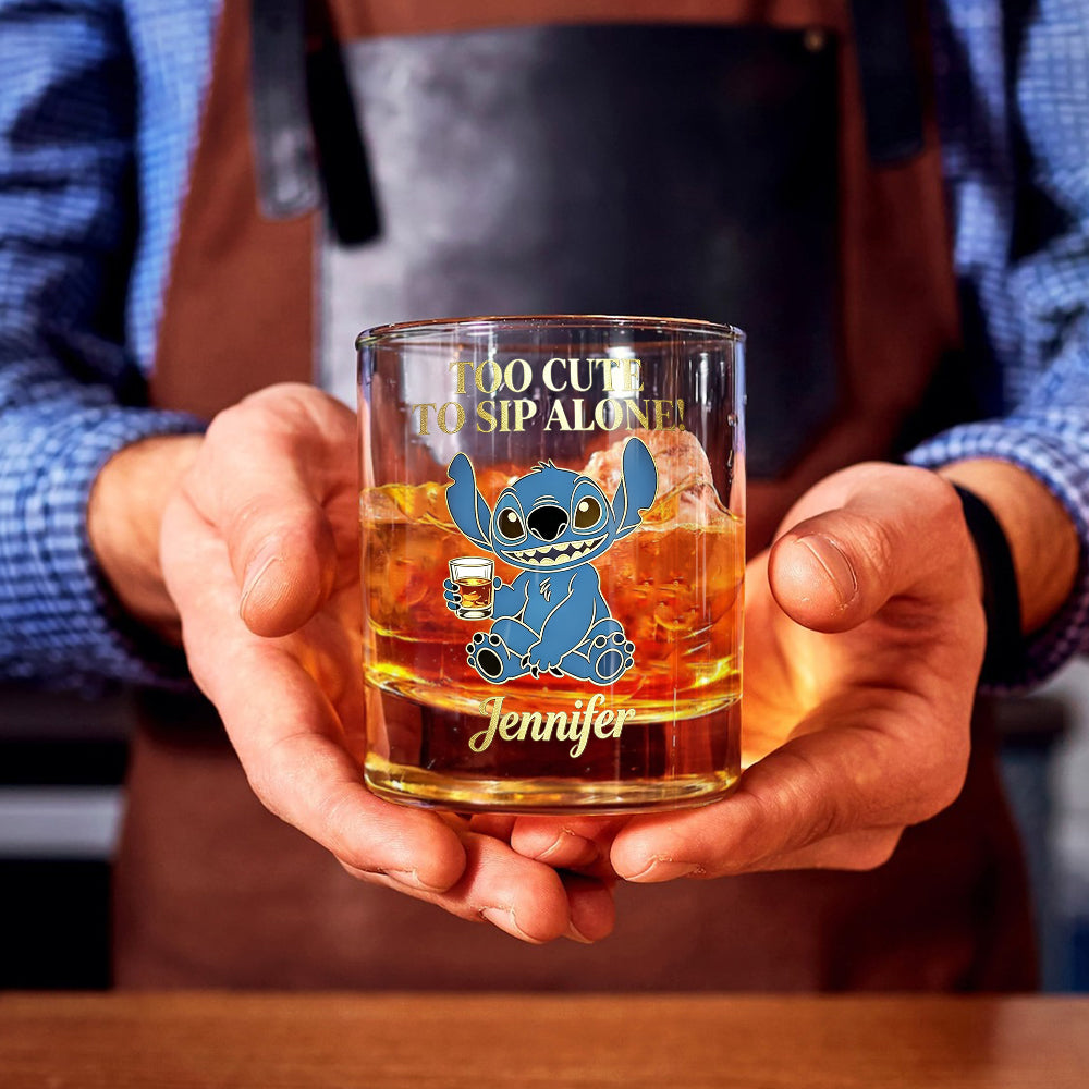 Too Cute To Sip Alone - Personalized Ohana Whiskey Glass