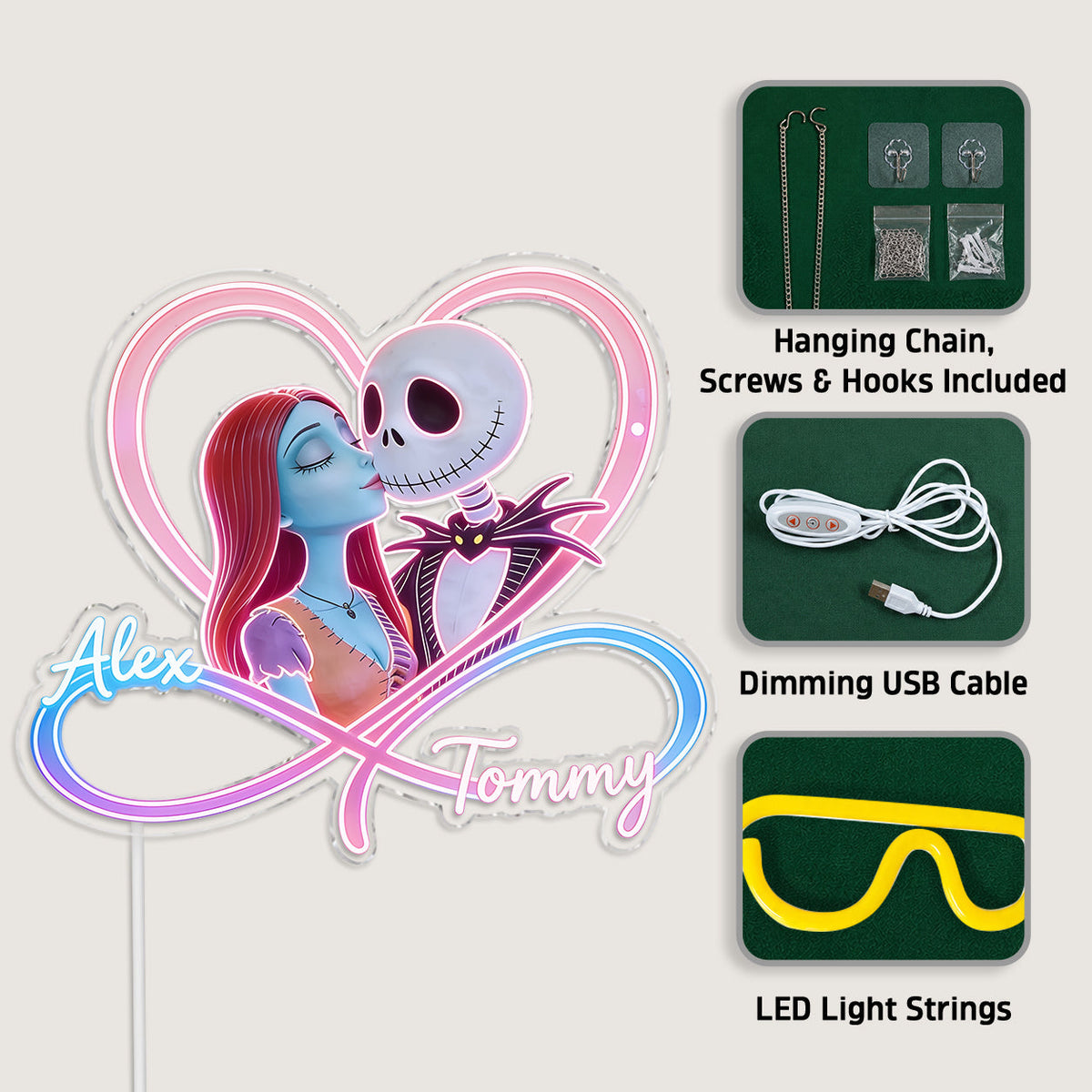 Love You Infinite - Personalized Nightmare Neon LED Light Sign