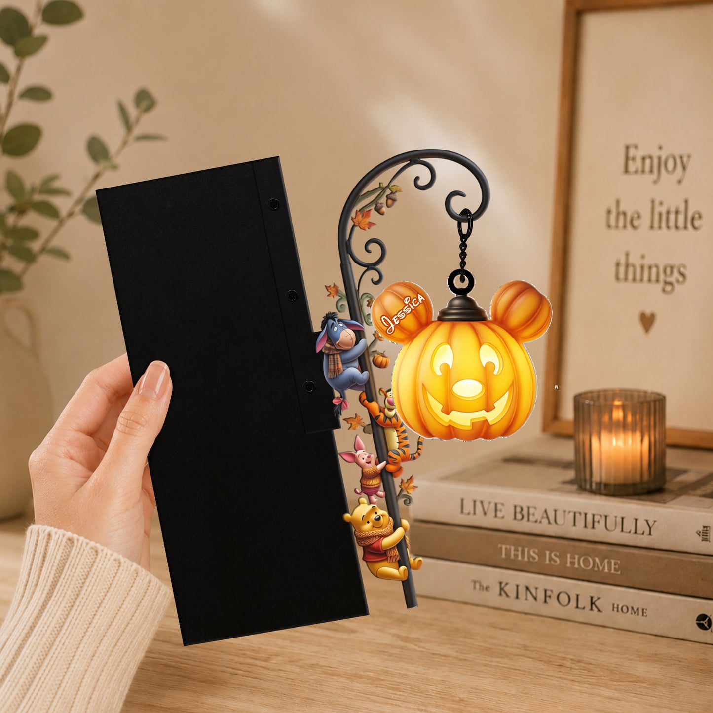 The Most Wonderful Time Of The Year - Personalized Yellow Bear Bookshelf Lamp
