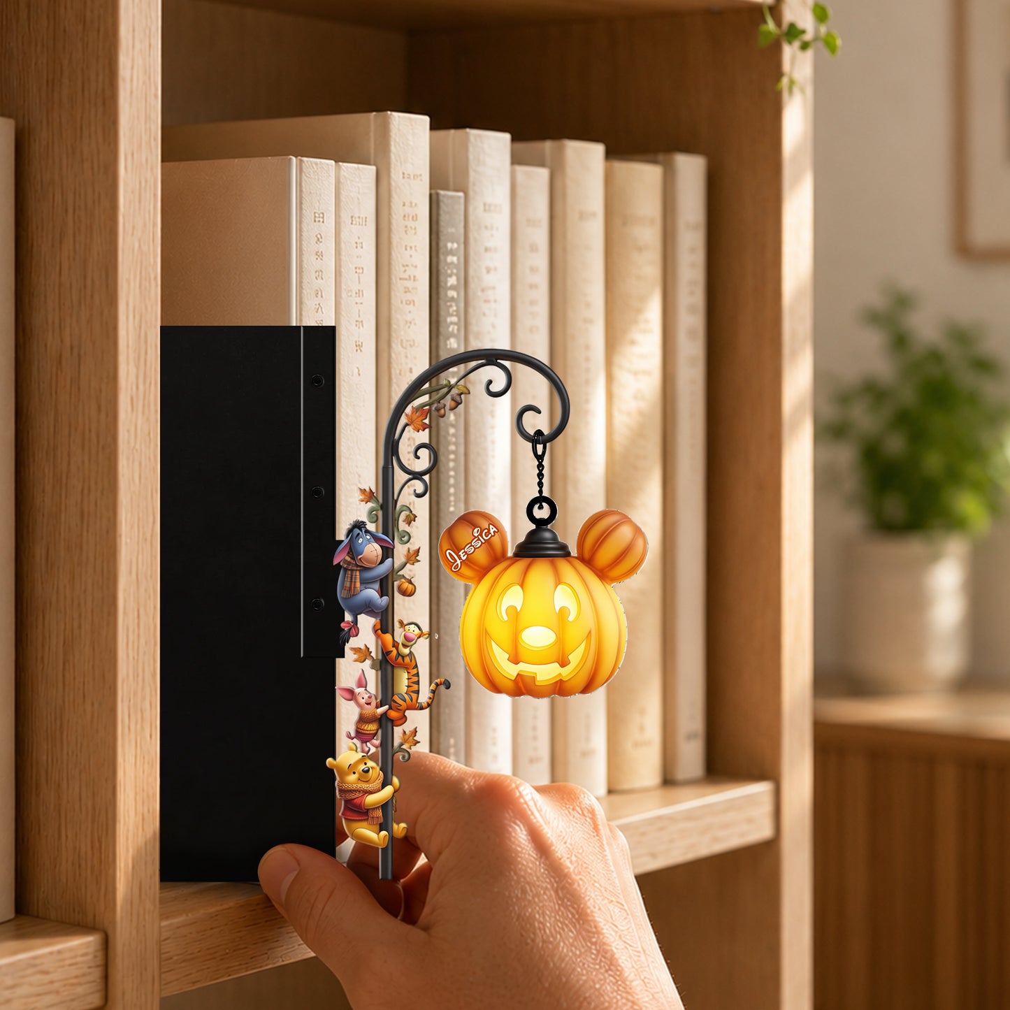 The Most Wonderful Time Of The Year - Personalized Yellow Bear Bookshelf Lamp