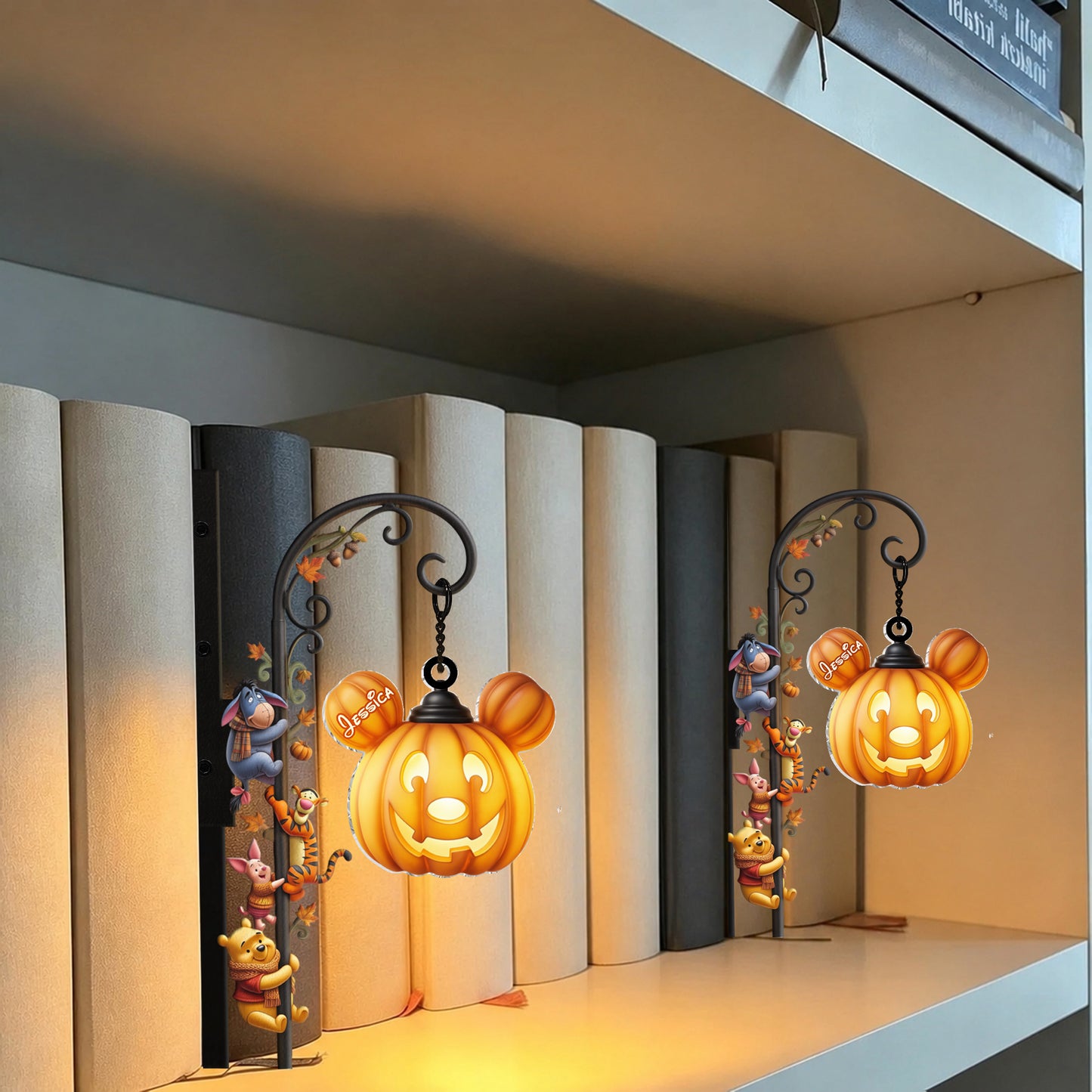 The Most Wonderful Time Of The Year - Personalized Yellow Bear Bookshelf Lamp