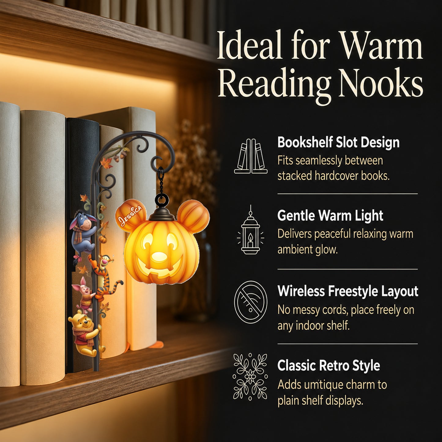 The Most Wonderful Time Of The Year - Personalized Yellow Bear Bookshelf Lamp