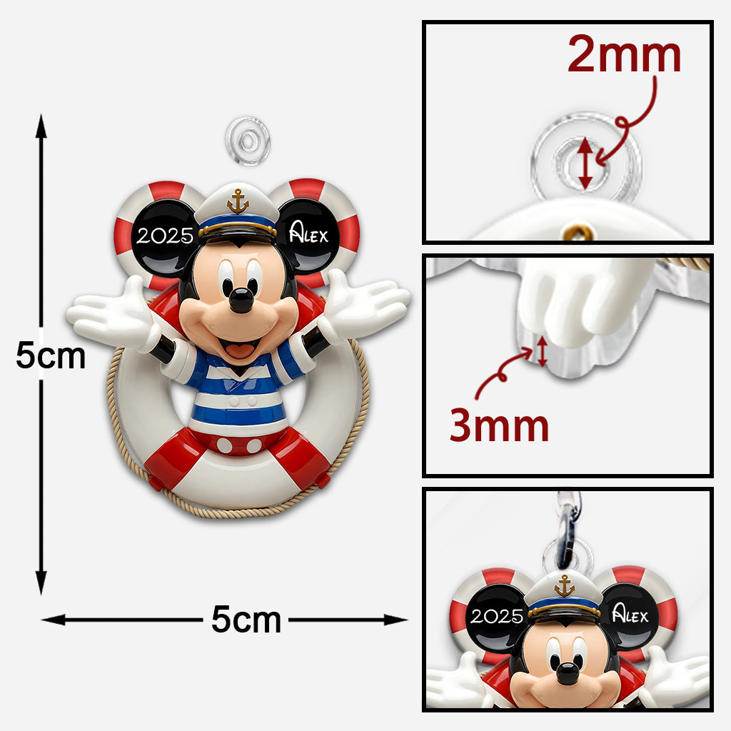 Cruise Ship Family - Personalized Mouse Custom Shaped Keychain