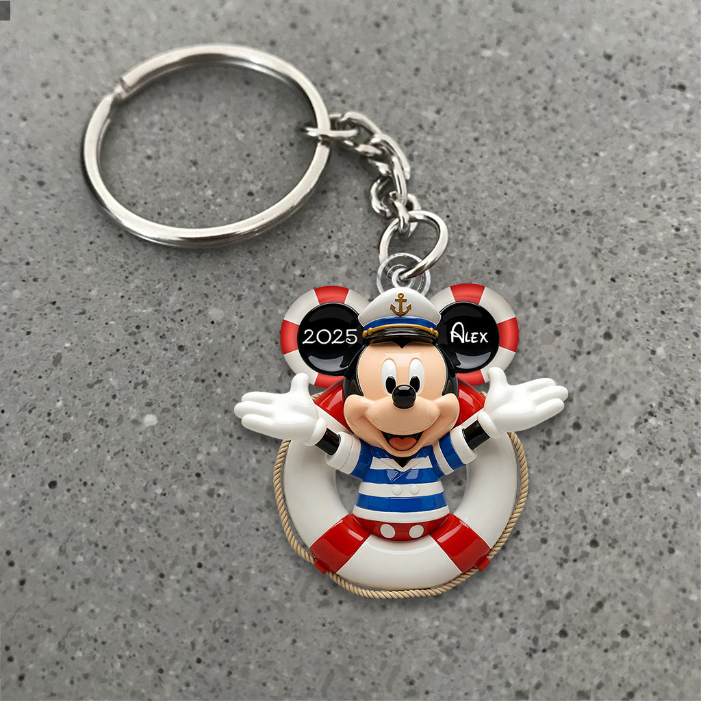 Cruise Ship Family - Personalized Mouse Custom Shaped Keychain