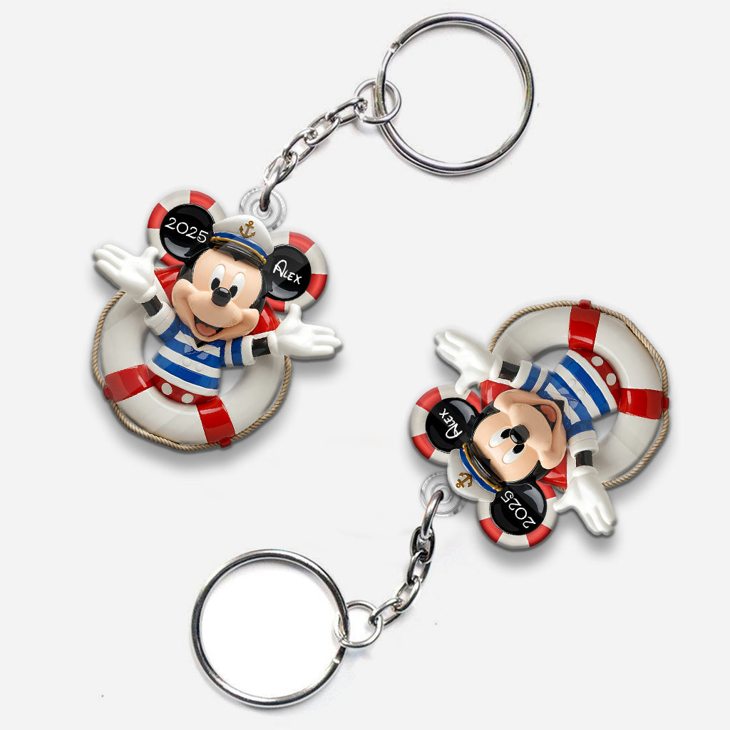 Cruise Ship Family - Personalized Mouse Custom Shaped Keychain