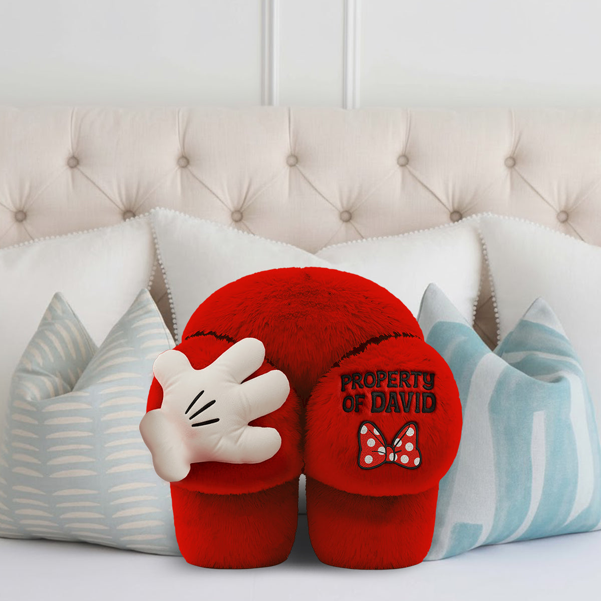 Property Of My Man - Personalized Mouse Faux Fur Shaped Pillow
