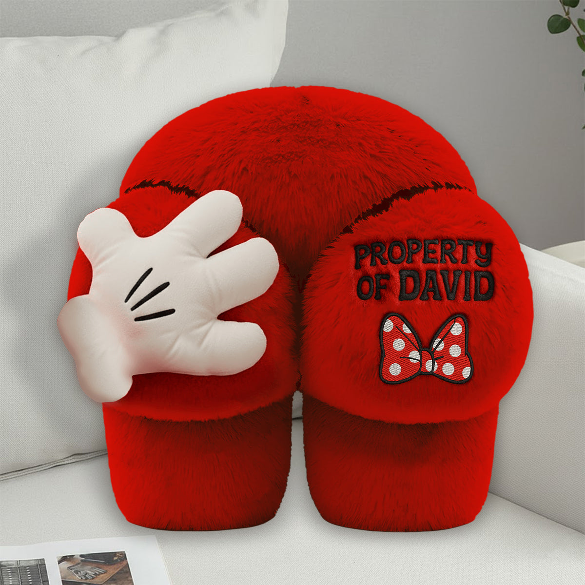 Property Of My Man - Personalized Mouse Faux Fur Shaped Pillow