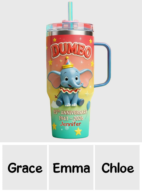 Flying Elephant 85th Anniversary - Personalized Baby Elephant Tumbler With Handle