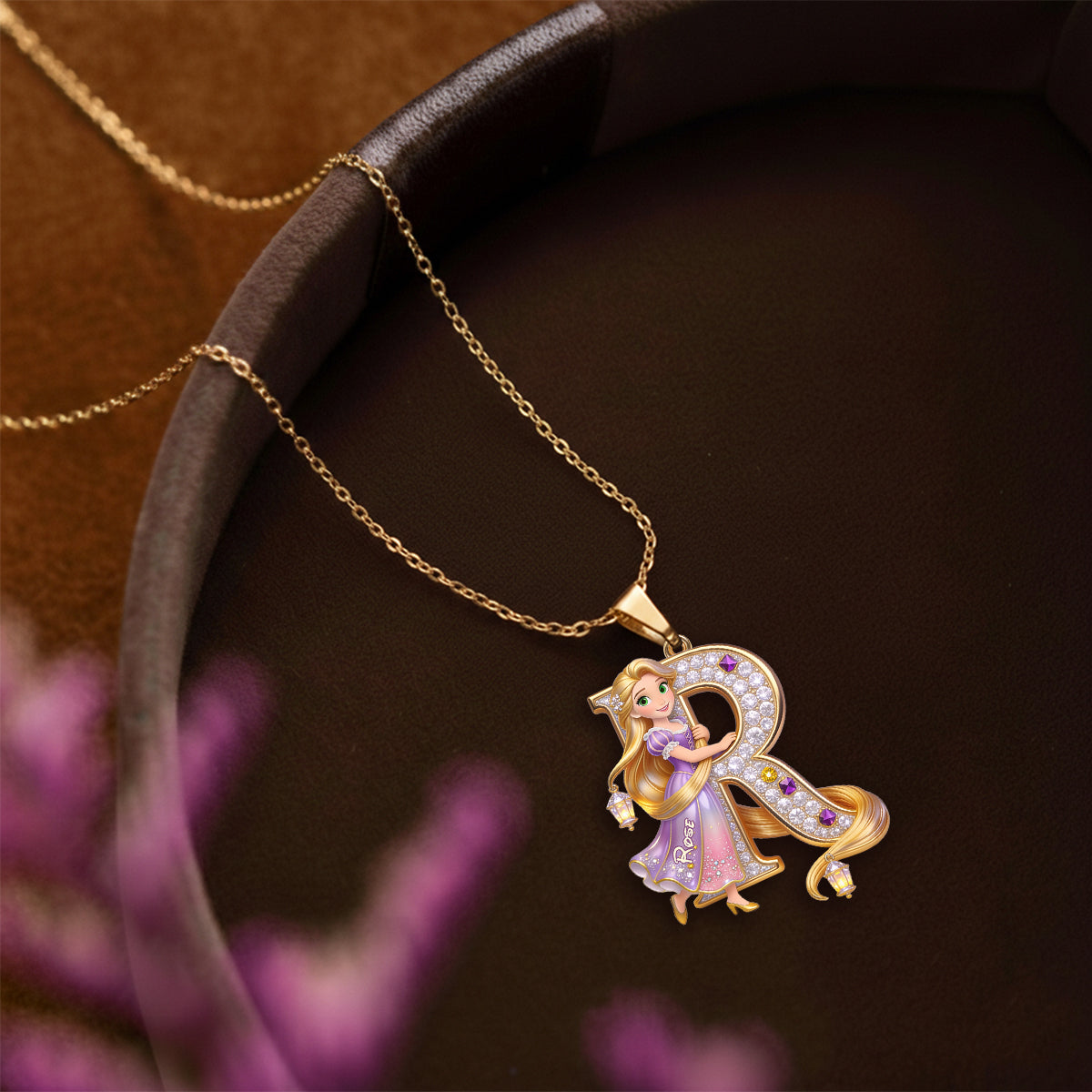 Endless Tresses Initial - Personalized Beautiful Princess Shaped Metal Pendant Necklace