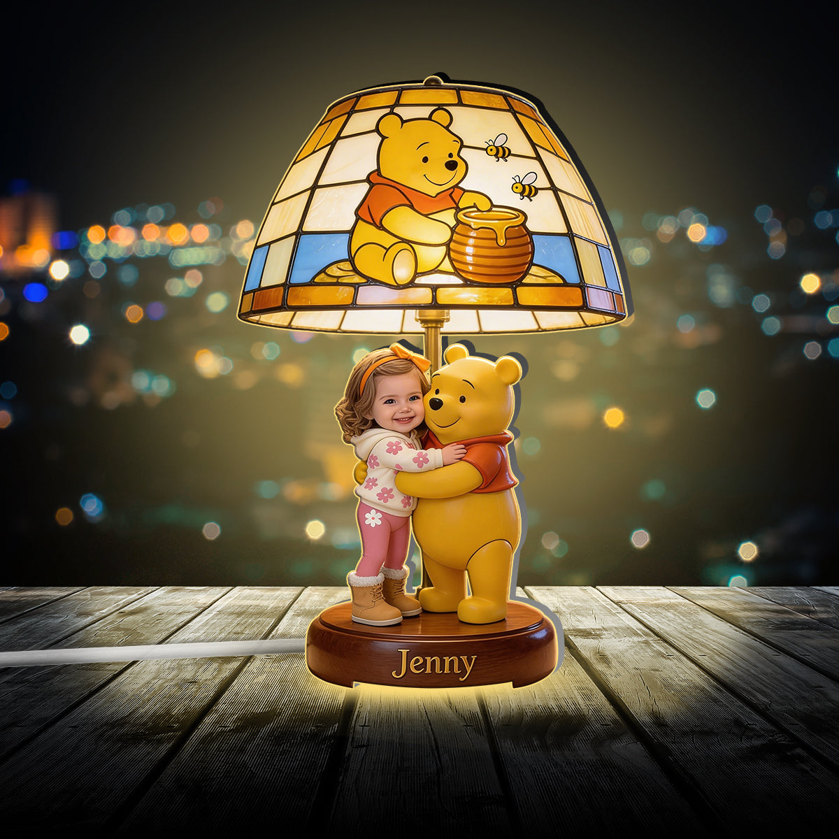 Friendship - Personalized Yellow Bear Acrylic LED Night Light