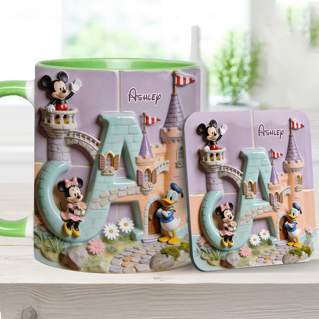 Magical Alphabet Letter Custom Name - Personalized Mouse Accent Mug & Coaster