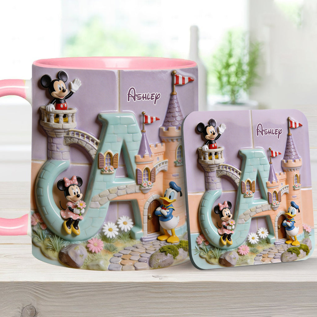 Magical Alphabet Letter Custom Name - Personalized Mouse Accent Mug & Coaster