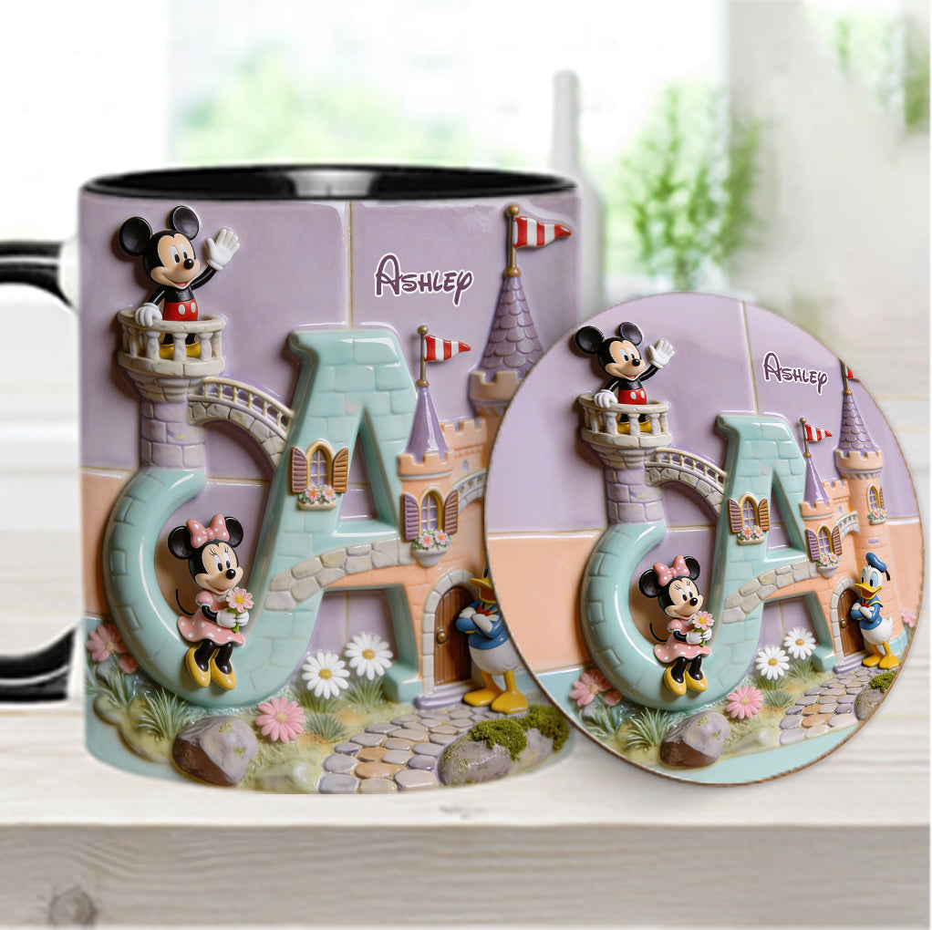 Magical Alphabet Letter Custom Name - Personalized Mouse Accent Mug & Coaster