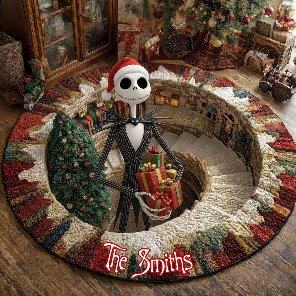 Merry Greenmas - Personalized Nightmare Round Rug