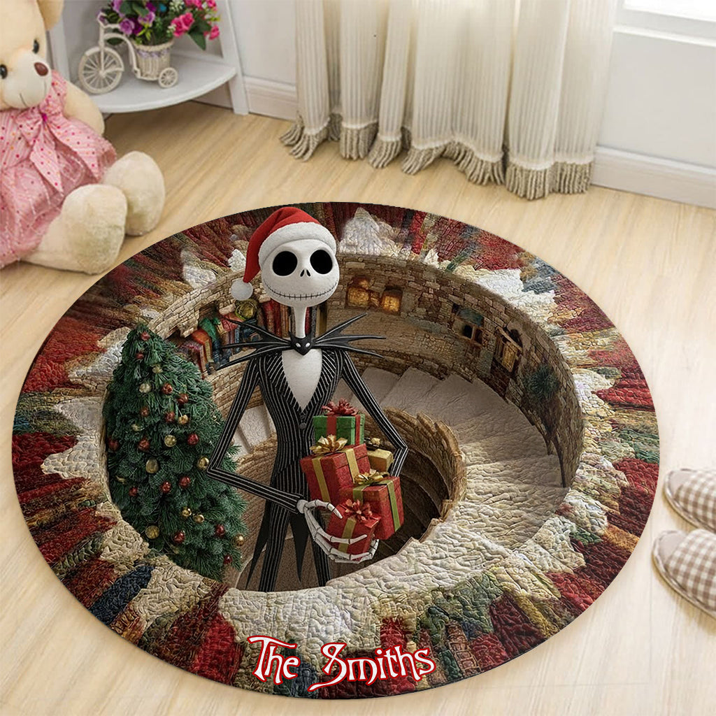 Merry Greenmas - Personalized Nightmare Round Rug