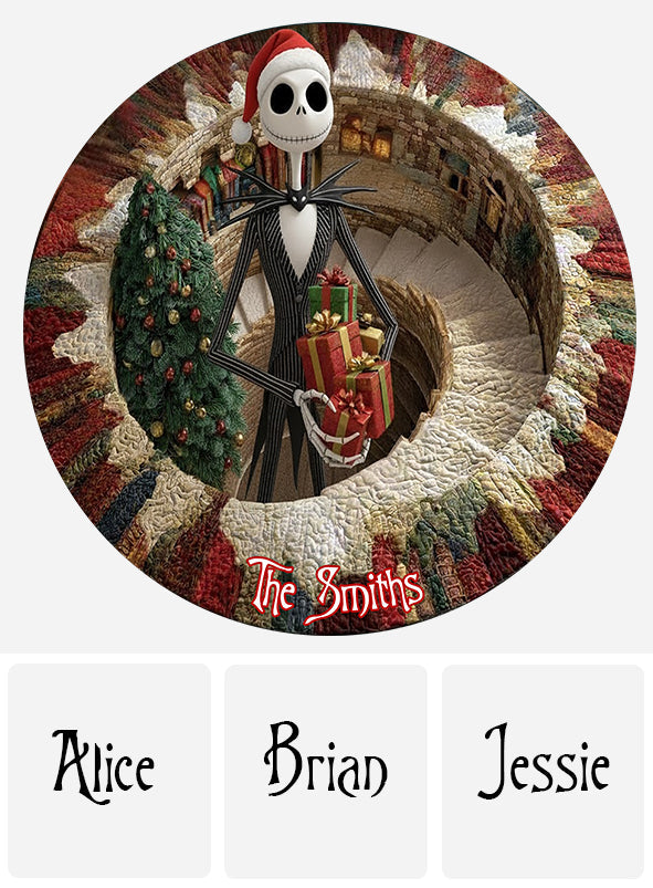 Merry Greenmas - Personalized Nightmare Round Rug