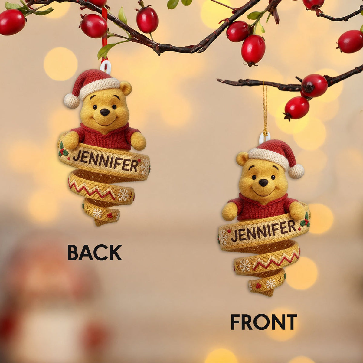 Cute Yellow Bear - Personalized Yellow Bear Plush Ornament