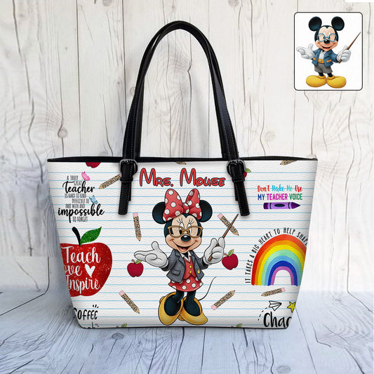 Teach Love Inspire - Personalized Teacher Leather Bag