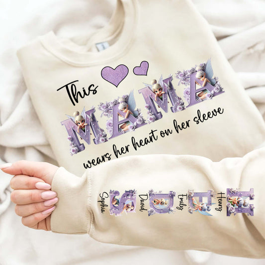 This Mom Wears Her Heart on Her Sleeve - Personalized Mother All Over Shirt
