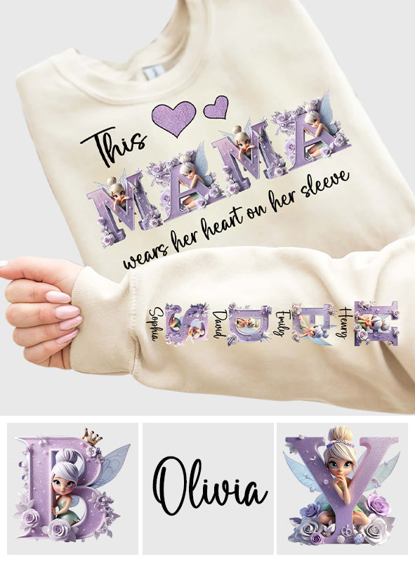 This Mom Wears Her Heart on Her Sleeve - Personalized Mother All Over Shirt