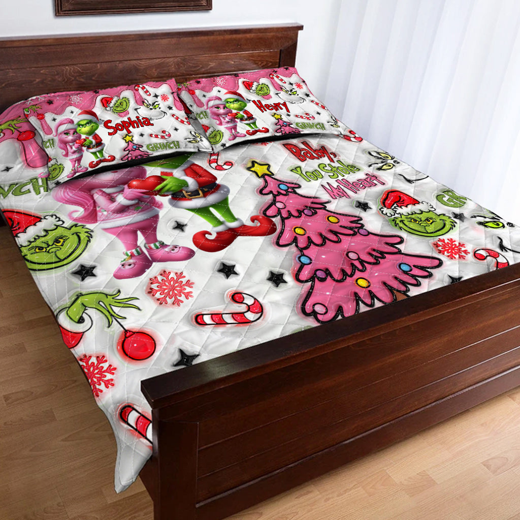 You Stole My Heart - Personalized Stole Christmas Quilt Set