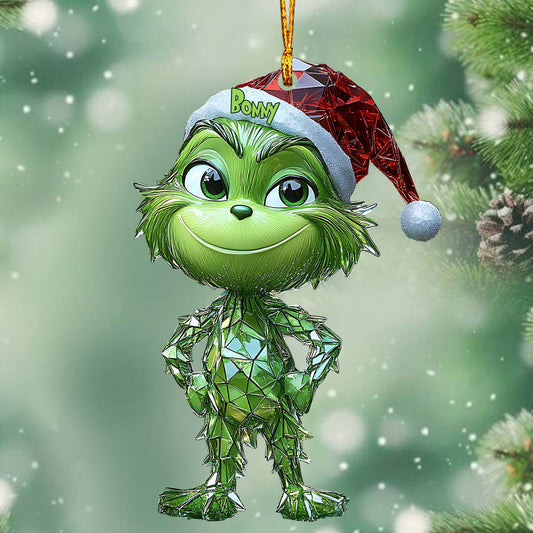 Geometric Green Mischief - Personalized Stole Christmas Ornament