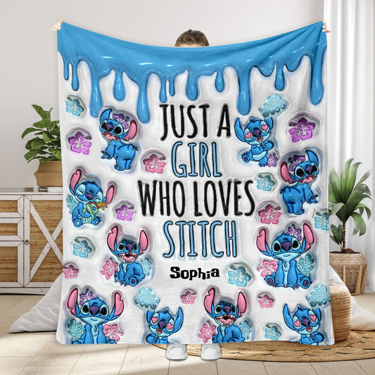 Just A Girl Who Loves Stitch  - Personalized Ohana Blanket