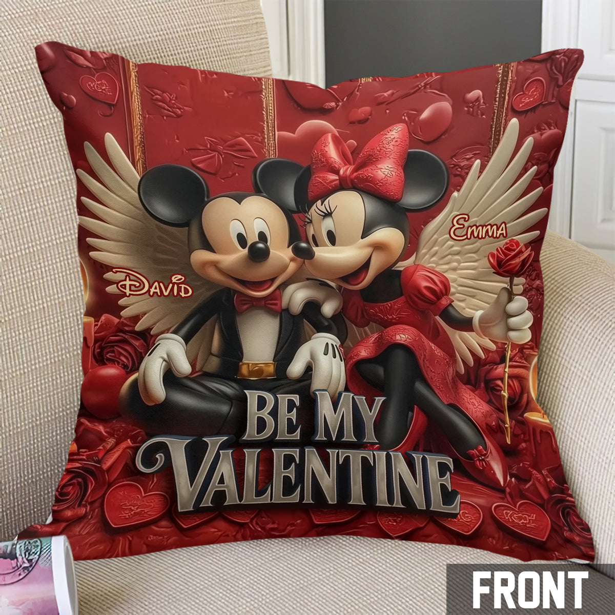 Be My Valentine - Personalized Mouse Throw Pillow
