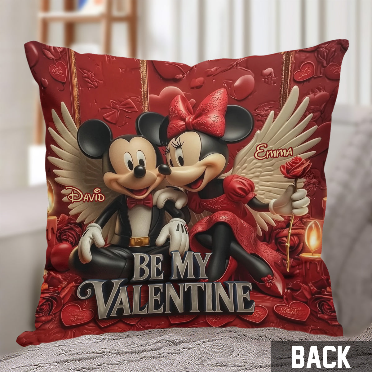 Be My Valentine - Personalized Mouse Throw Pillow