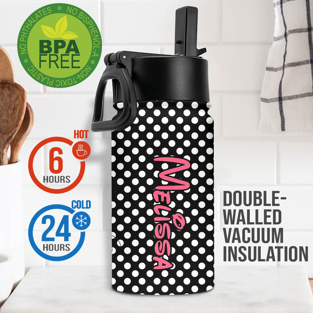 Pink Letter Mouse Ears - Personalized Kid Kids Water Bottle