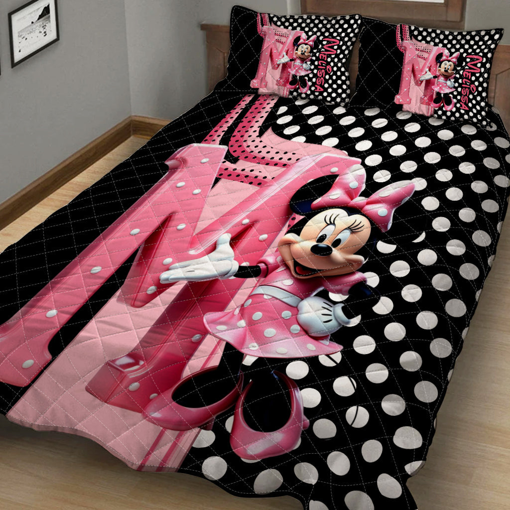 Pink Mouse Ears - Personalized Mouse Quilt Set