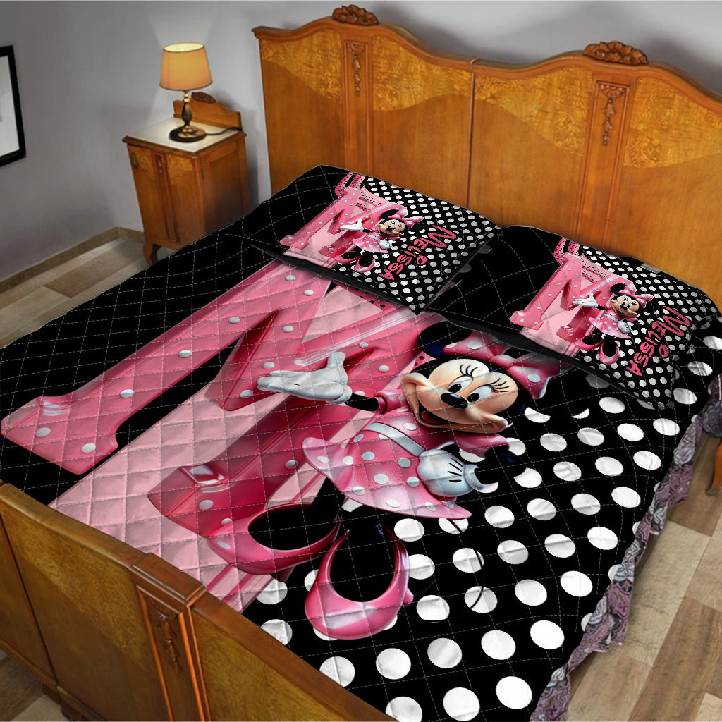 Pink Mouse Ears - Personalized Mouse Quilt Set