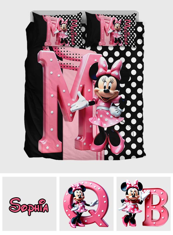 Pink Mouse Ears - Personalized Mouse Quilt Set