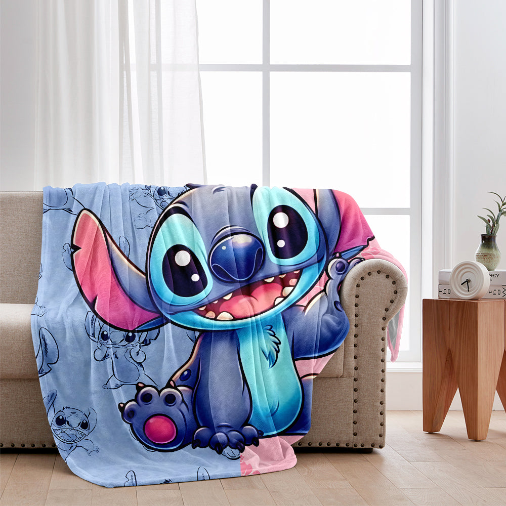 Pink And Blue Ohana - Personalized Ohana Blanket