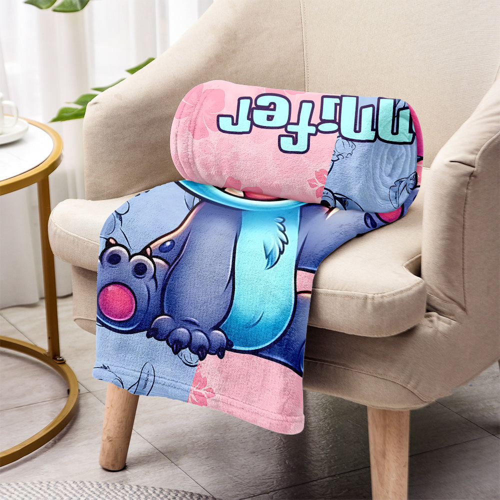 Pink And Blue Ohana - Personalized Ohana Blanket