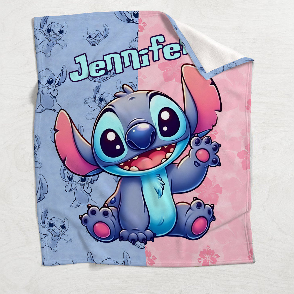 Pink And Blue Ohana - Personalized Ohana Blanket