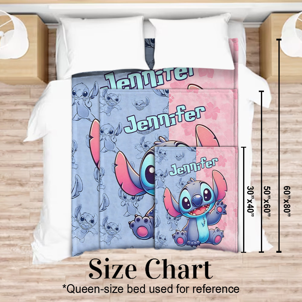 Pink And Blue Ohana - Personalized Ohana Blanket