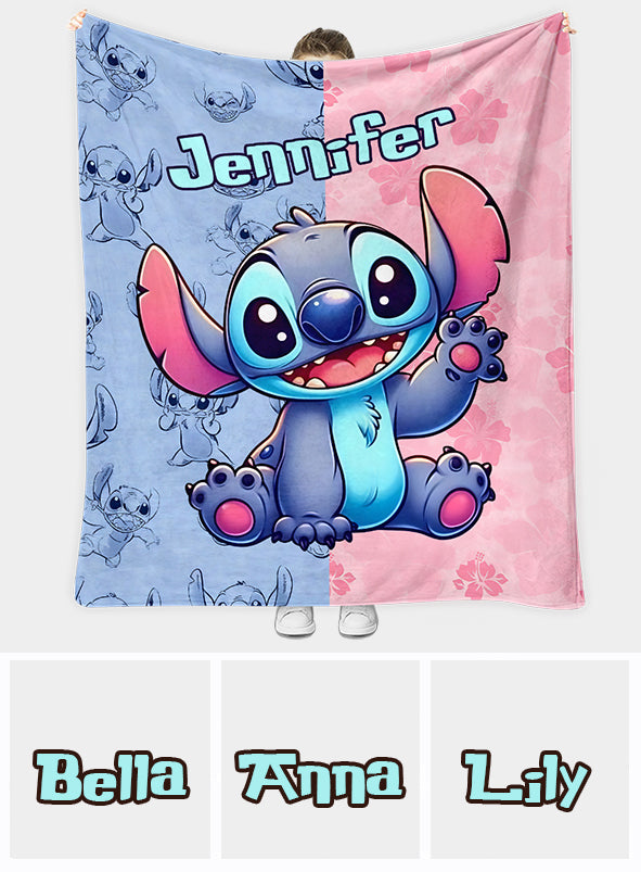Pink And Blue Ohana - Personalized Ohana Blanket