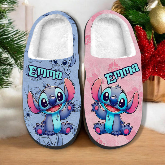Pink And Blue Ohana - Personalized Ohana Slippers