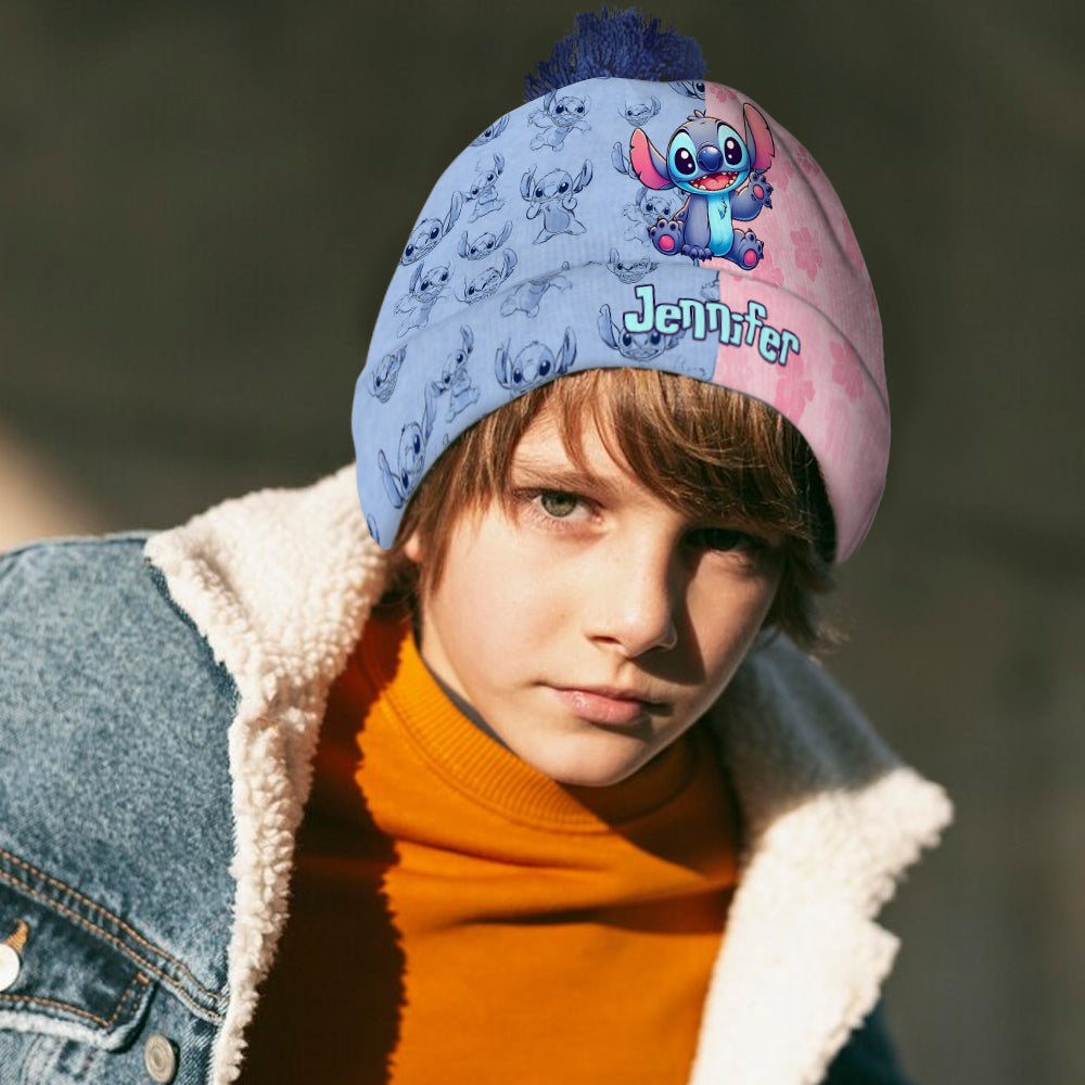 Pink And Blue Ohana - Personalized Ohana Beanie Hat