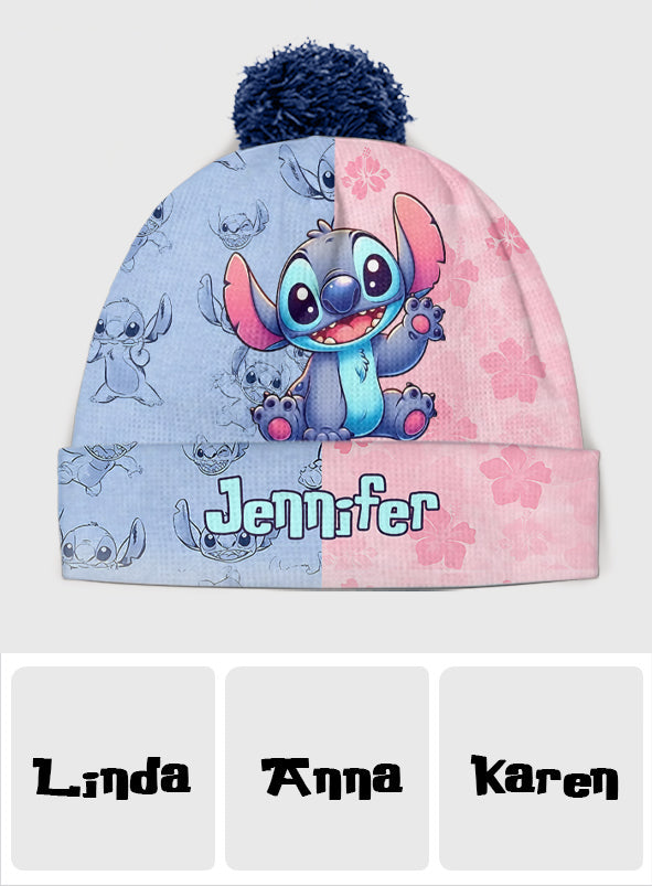 Pink And Blue Ohana - Personalized Ohana Beanie Hat