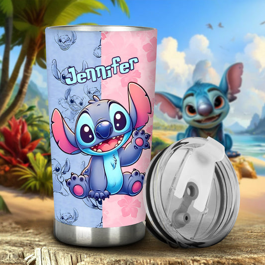 Pink And Blue Ohana - Personalized Ohana Tumbler