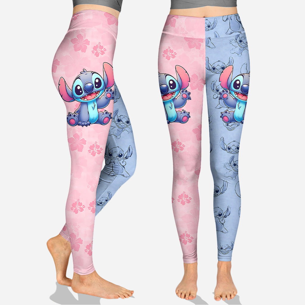 Pink And Blue - Personalized Ohana Hoodie and Leggings
