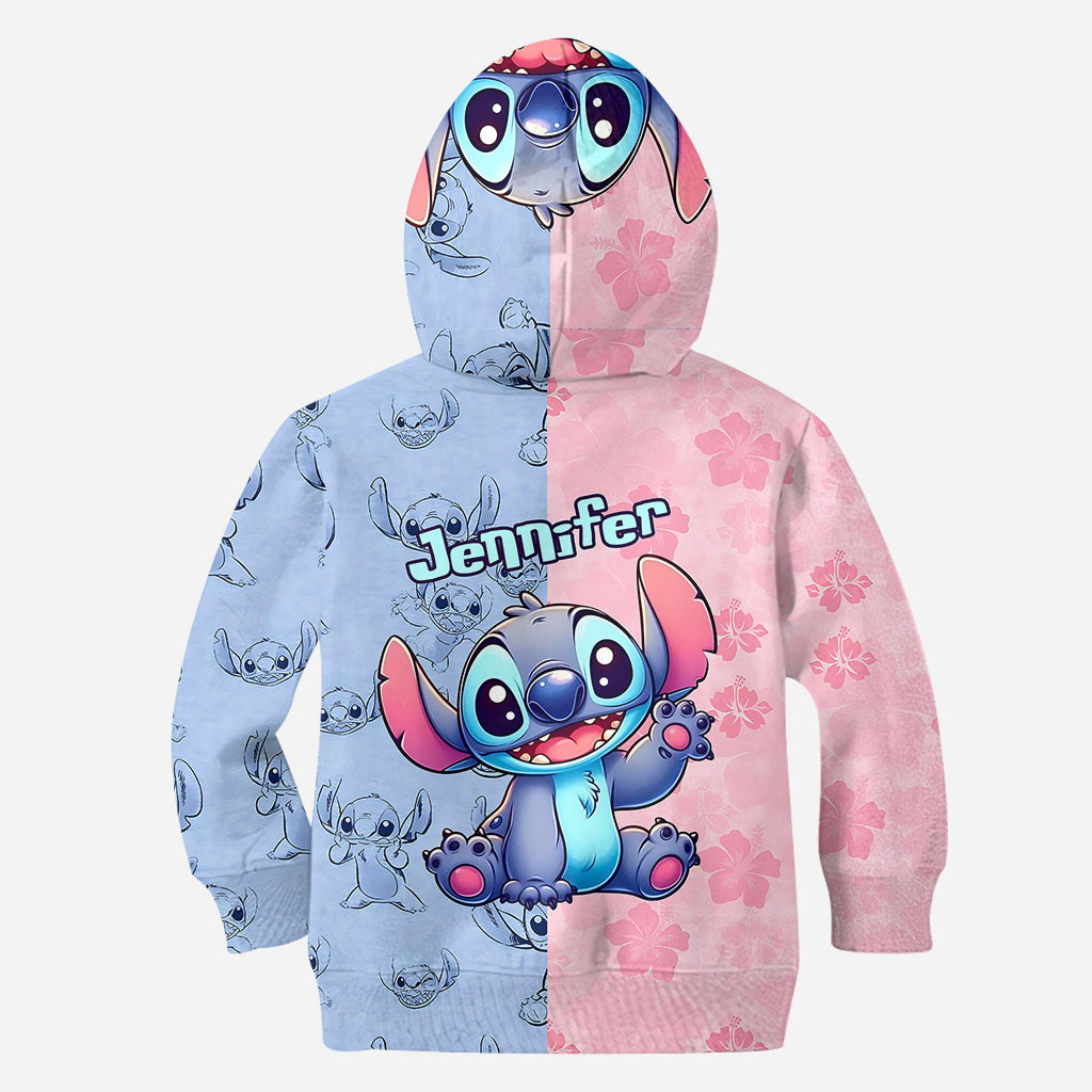Pink And Blue - Personalized Ohana Hoodie and Leggings