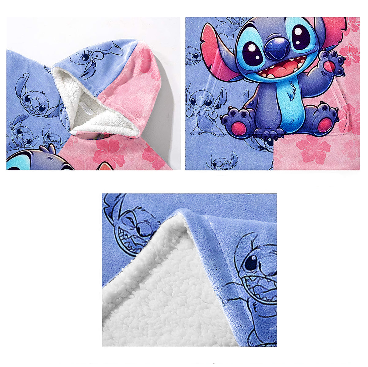 Pink And Blue Ohana - Personalized Ohana Blanket Hoodie