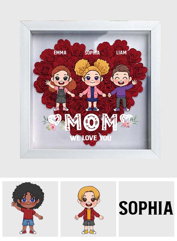 Mom We Love You - Personalized Mother Flower Shadow Box
